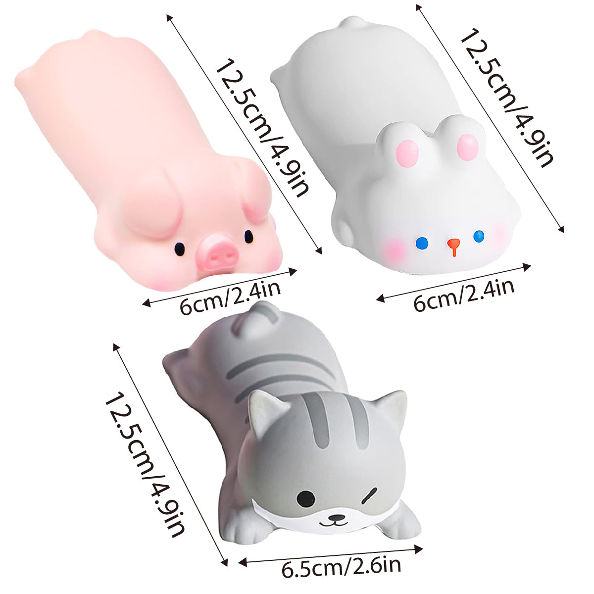 3 Pcs Mouse Wrist Rest Pads Memory Foam Cute Cat Pig Rabbit