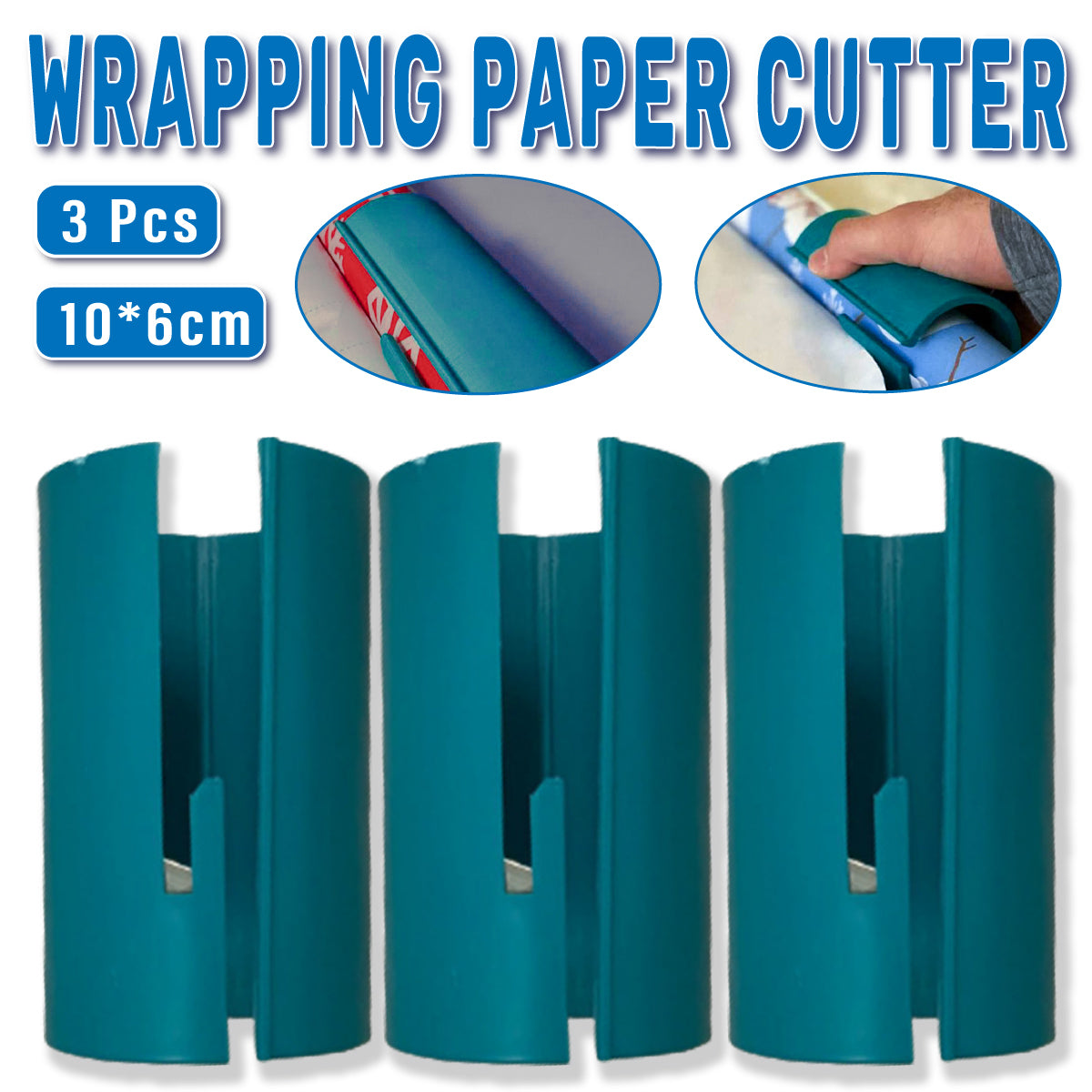 3 Pcs Wrapping Paper Cutters Sliding Craft Tool Green