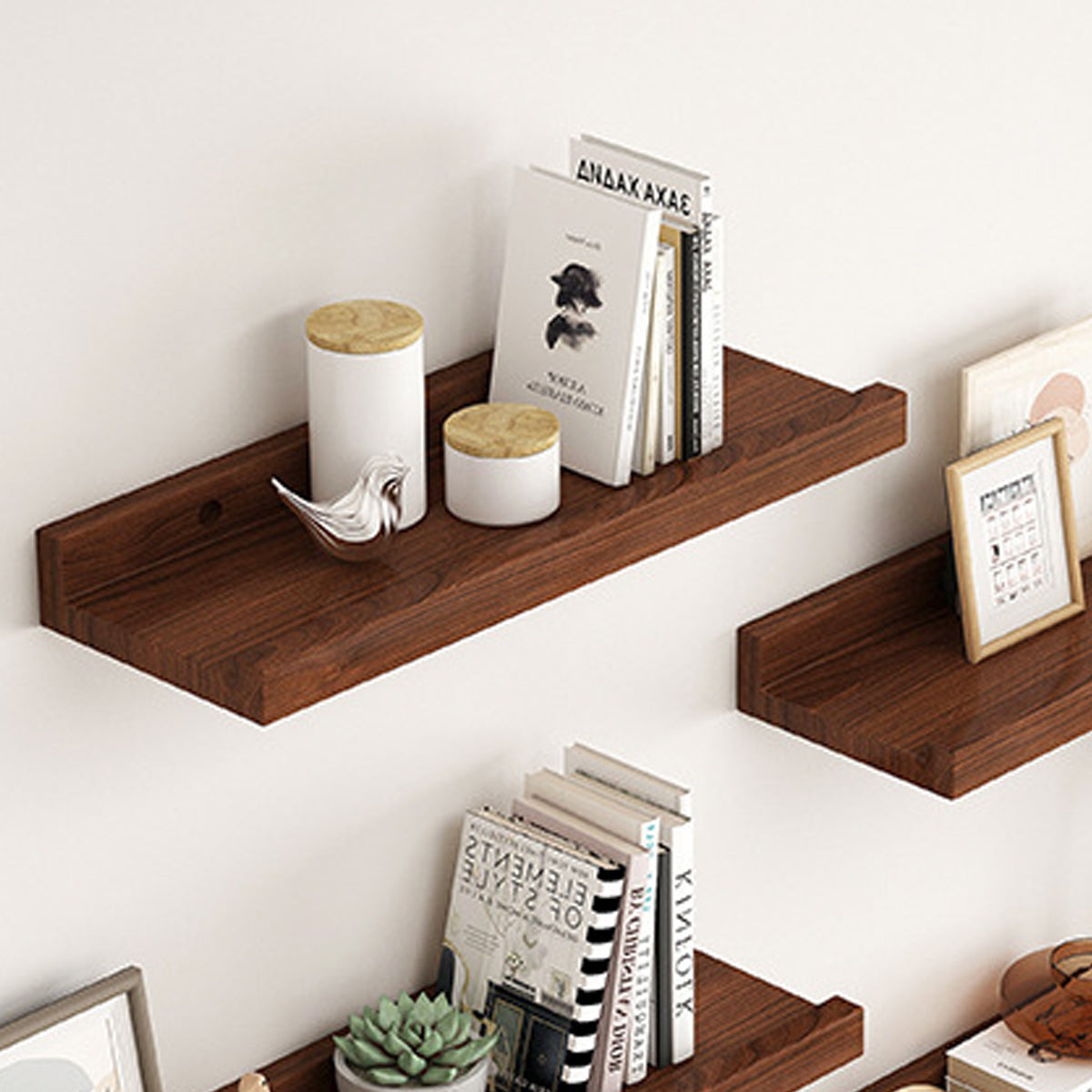 Wall Mounted Floating Wood Storage Shelf for Home Organization