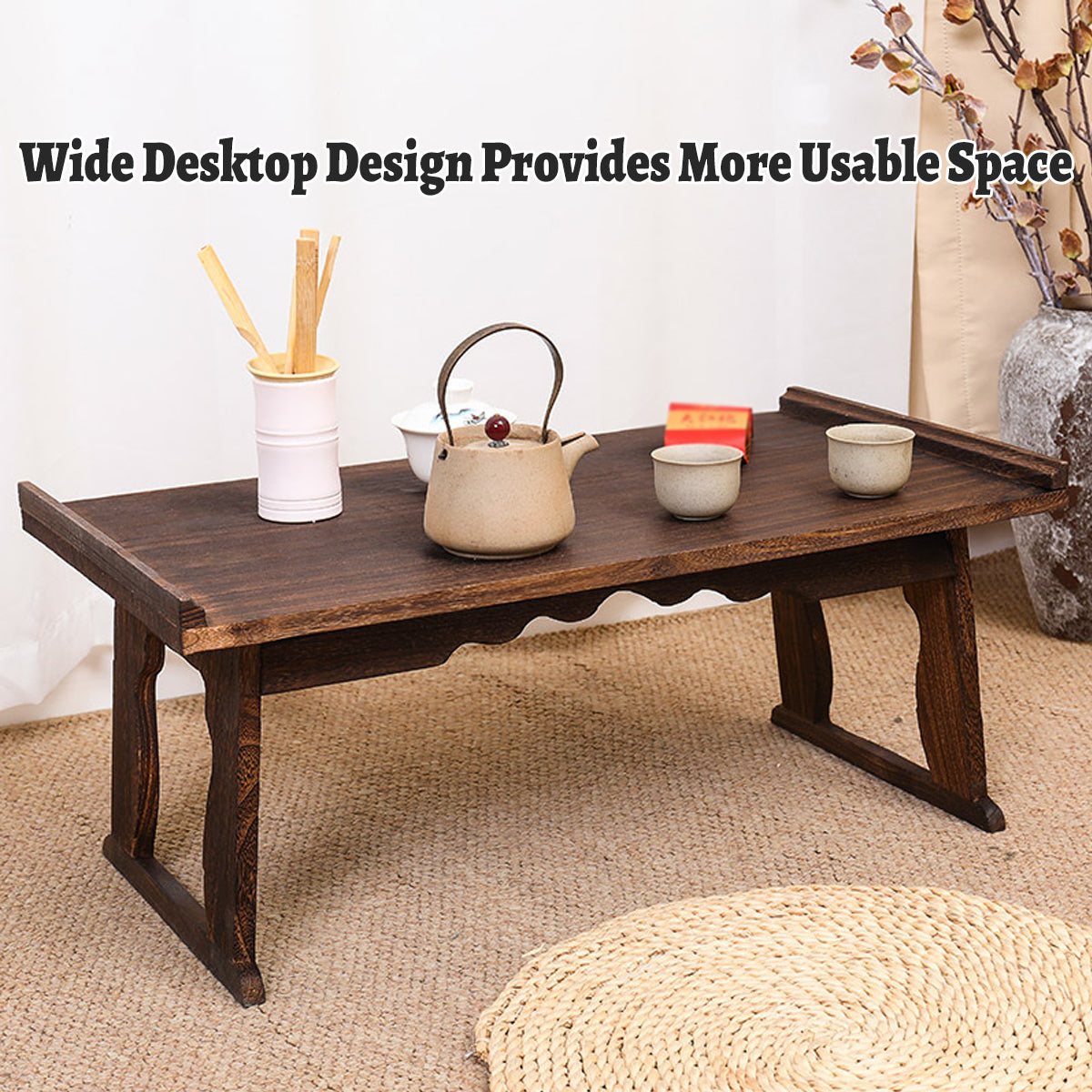 Wooden Foldable Chinese Style Tea Table Space Saving Design