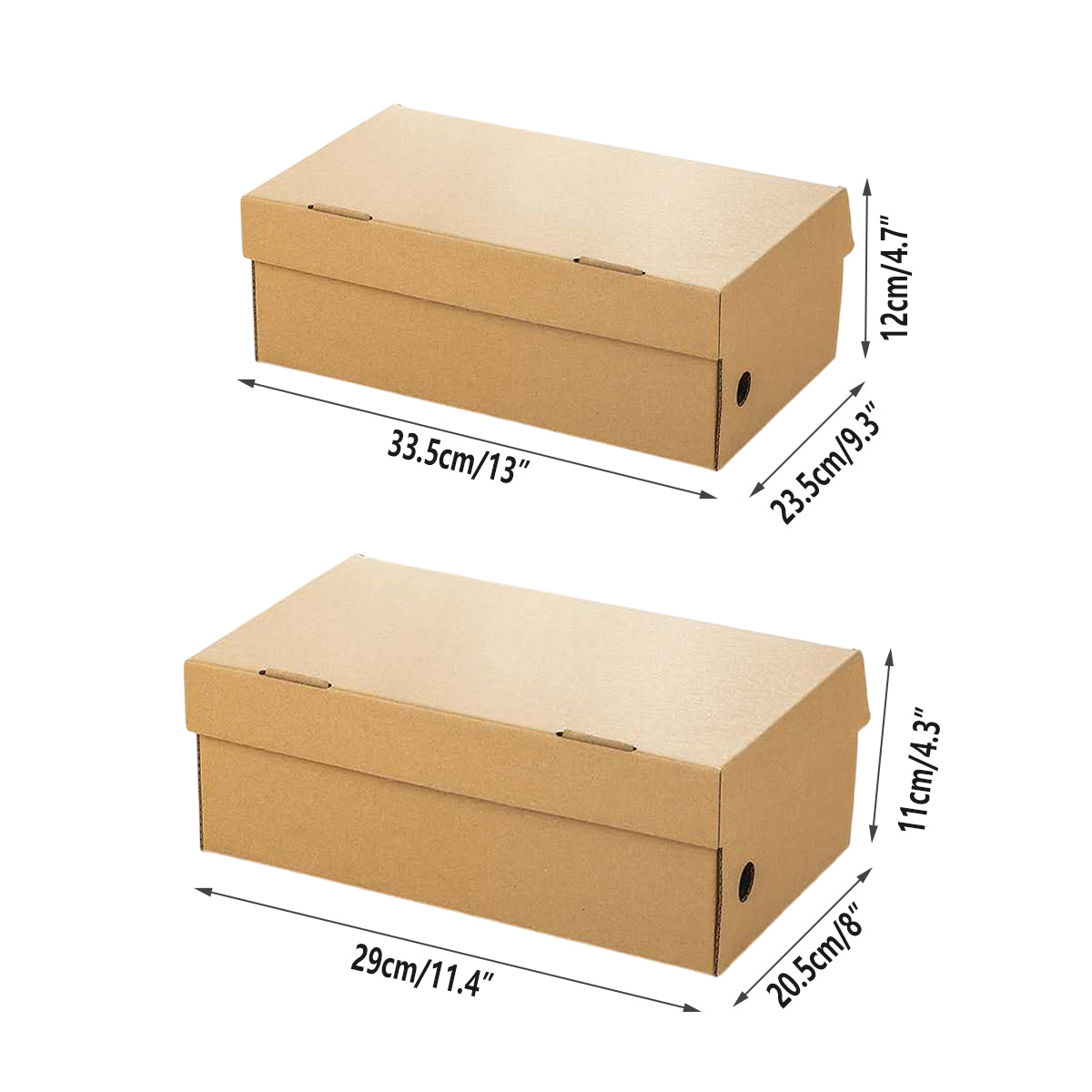 20pcs Kraft Paper Shoe Boxes Clamshell Organizer