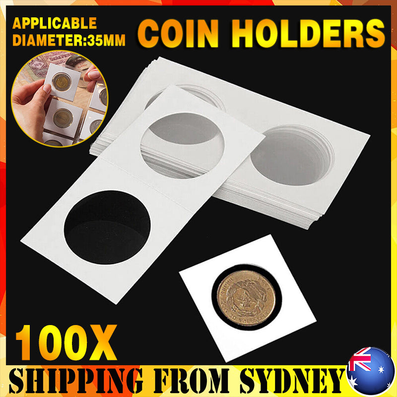 100 Pcs Cardboard Coin Holders 35mm for 50c 20c
