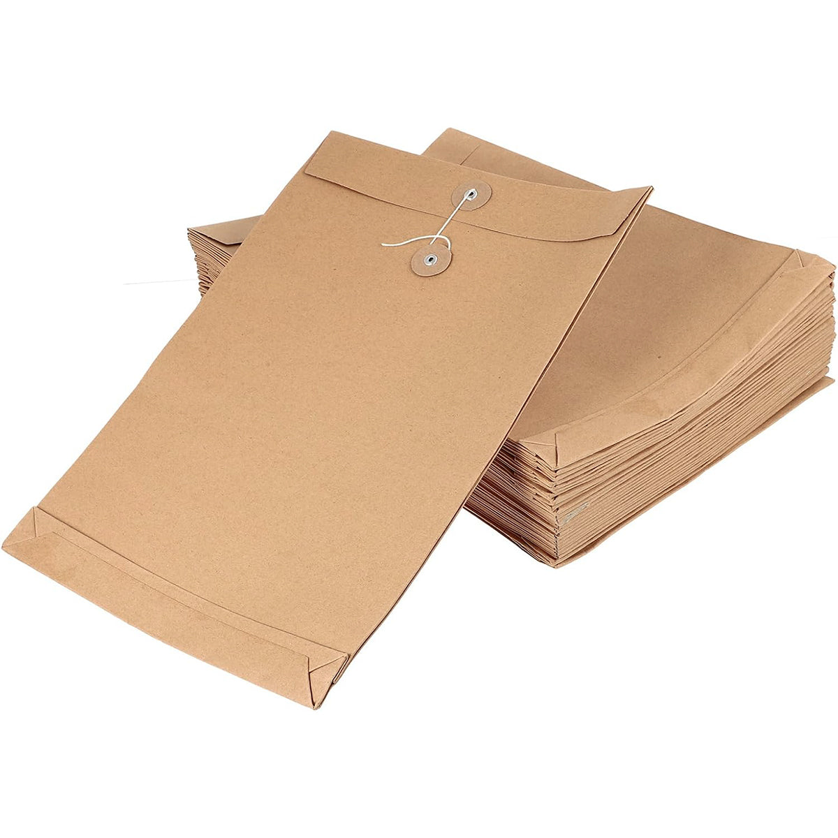 100 Pcs Kraft Paper File Bags with String-Tie Closure