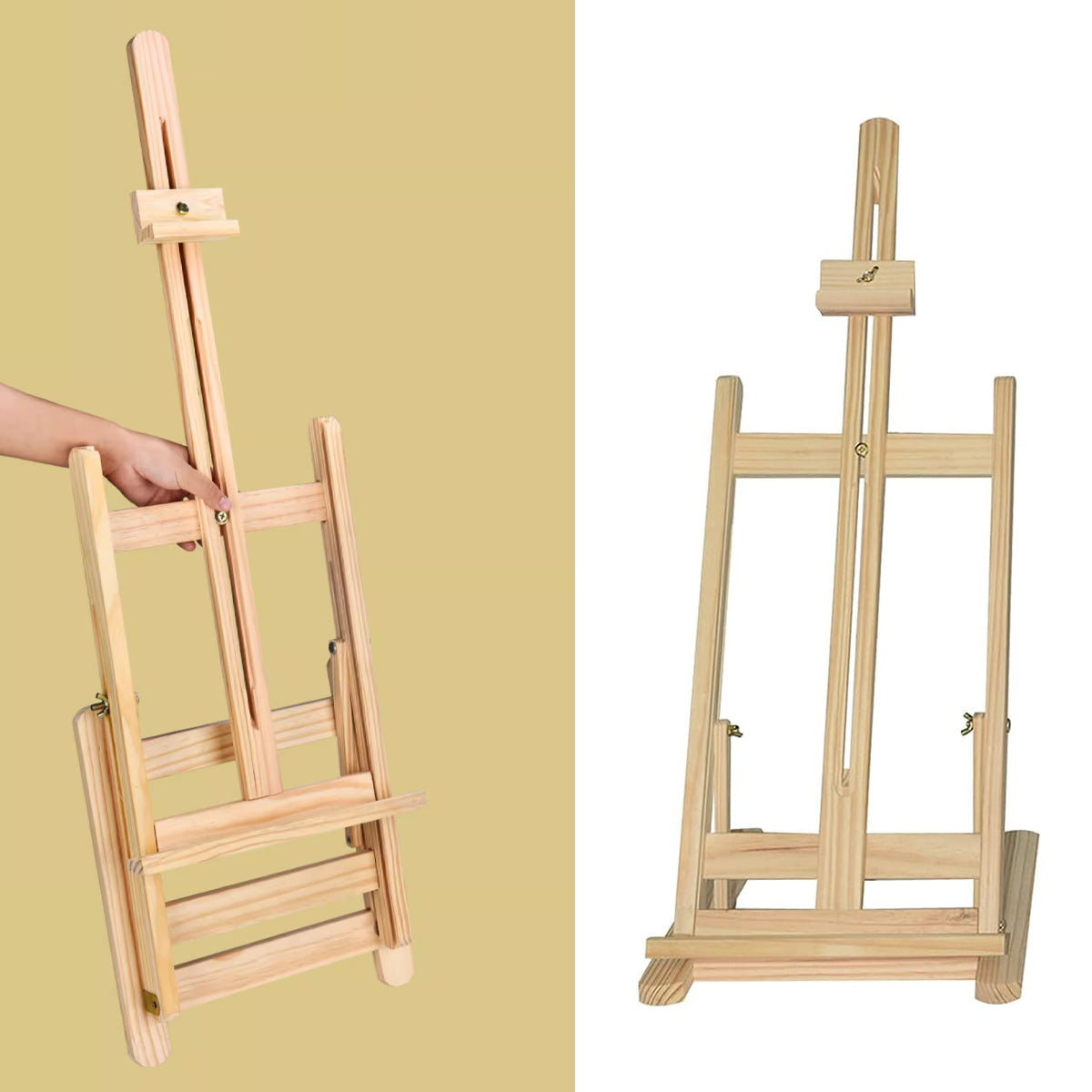Wooden Tabletop Easel Stand Foldable Adjustable Natural Finish