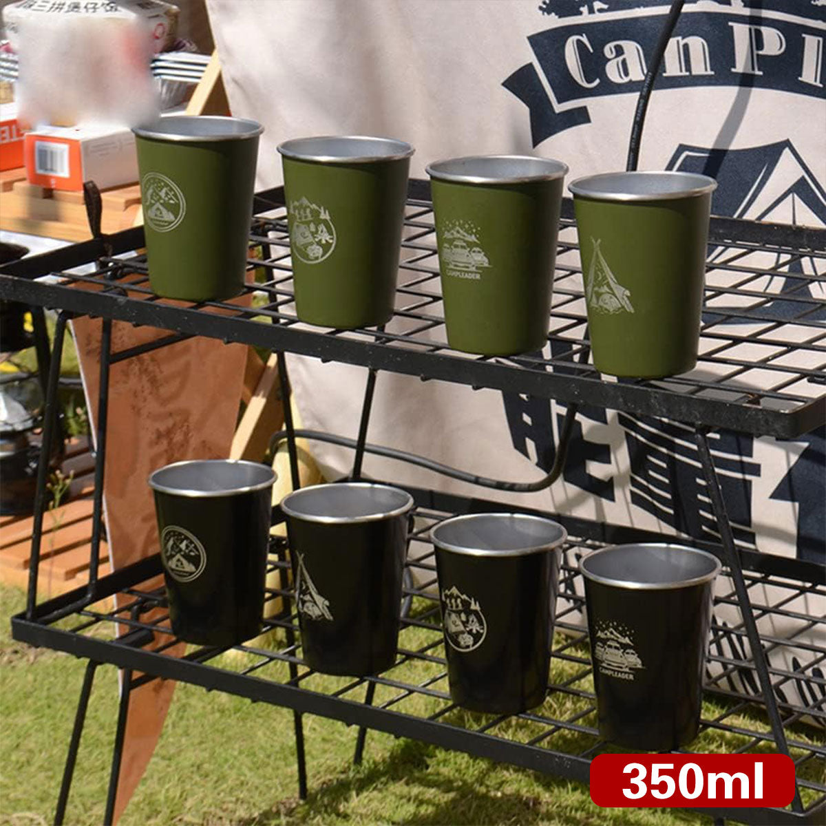 Set of 4 Outdoor 304 Stainless Steel Cups with Bag