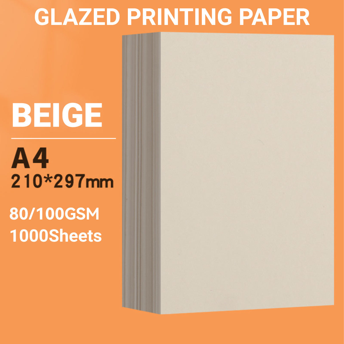1000 Sheets A4 Glazed Printing Paper 80/100gsm Beige Smooth Durable