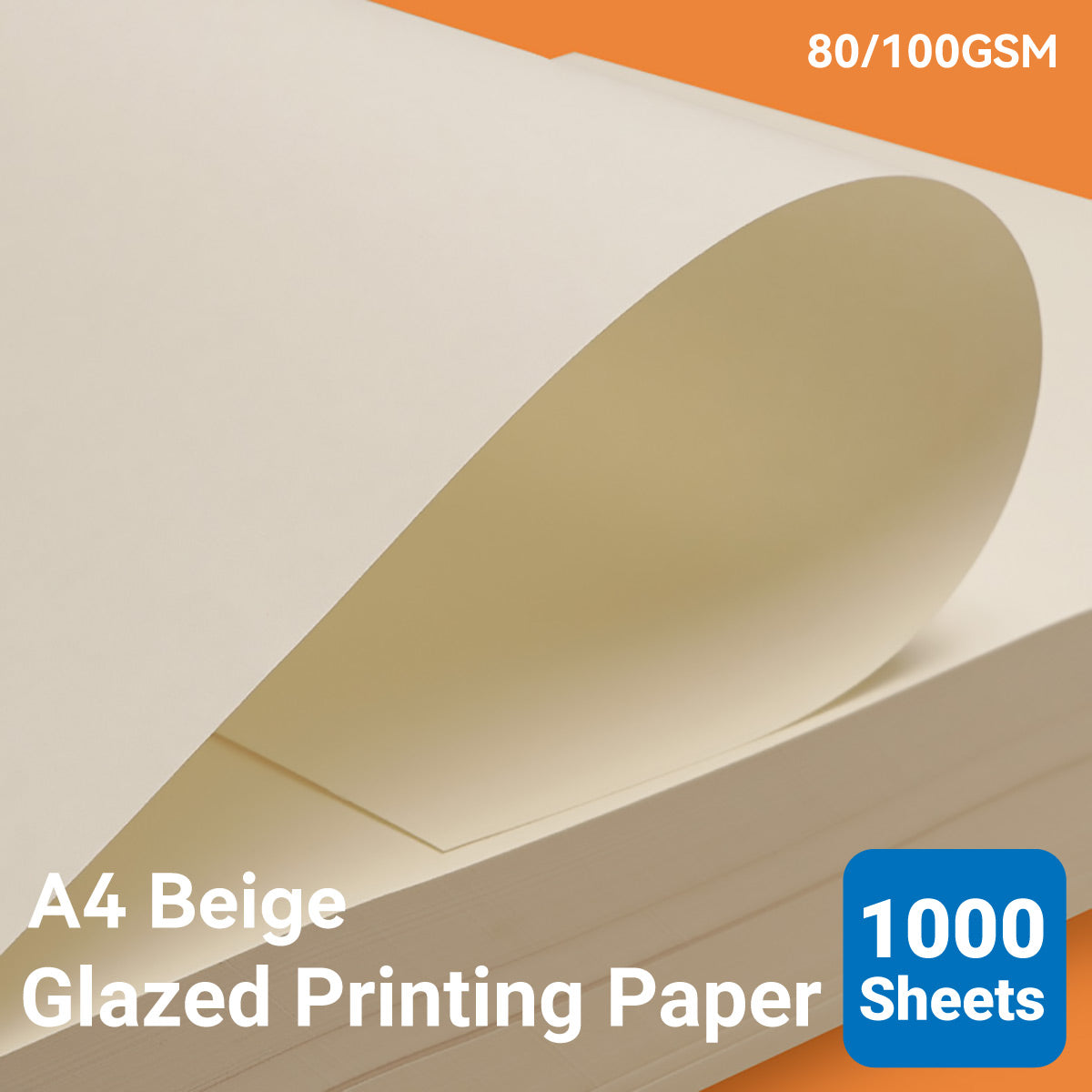 1000 Sheets A4 Glazed Printing Paper 80/100gsm Beige Smooth Durable