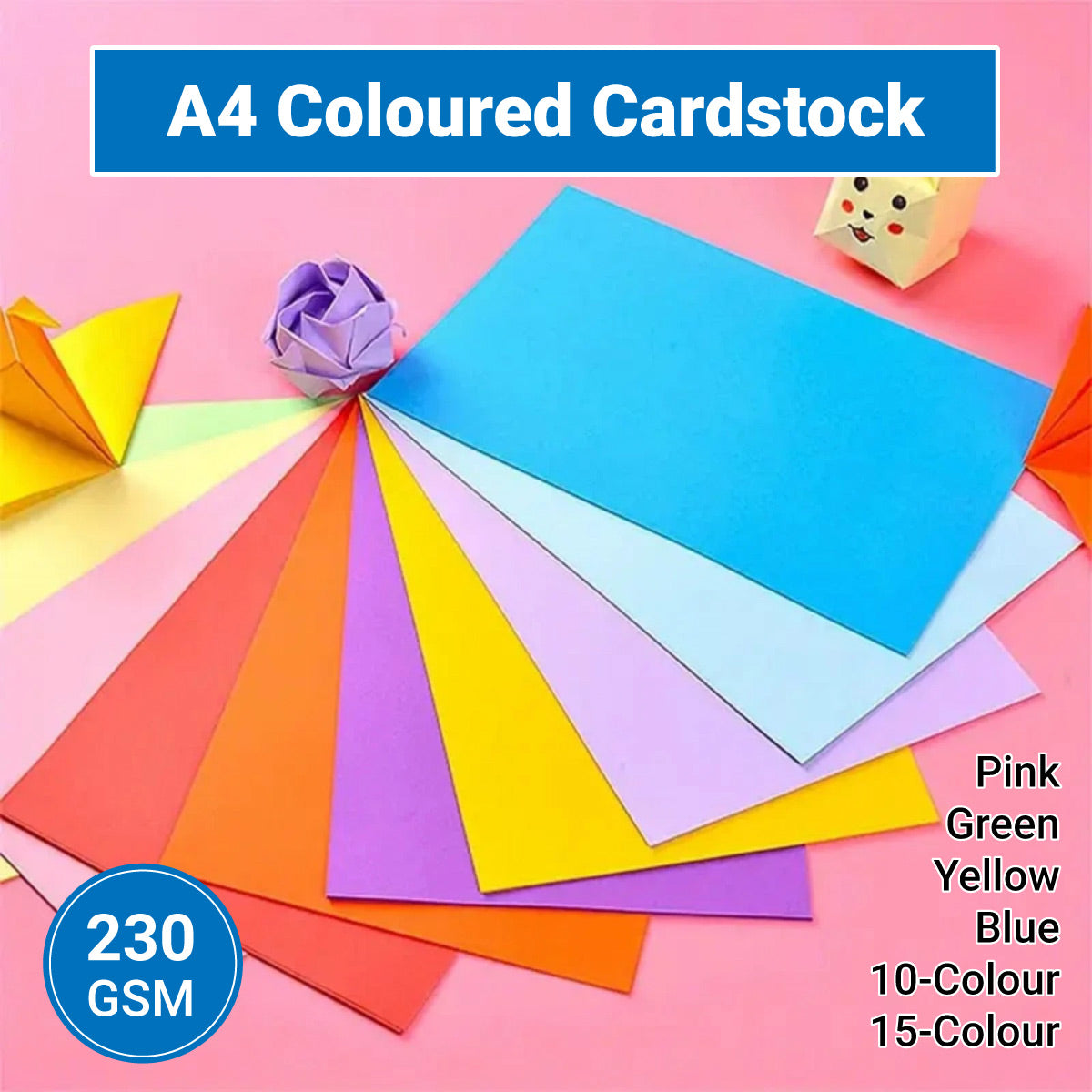 A4 Multi Coloured Card Stock Paper 230gsm for Craft Projects