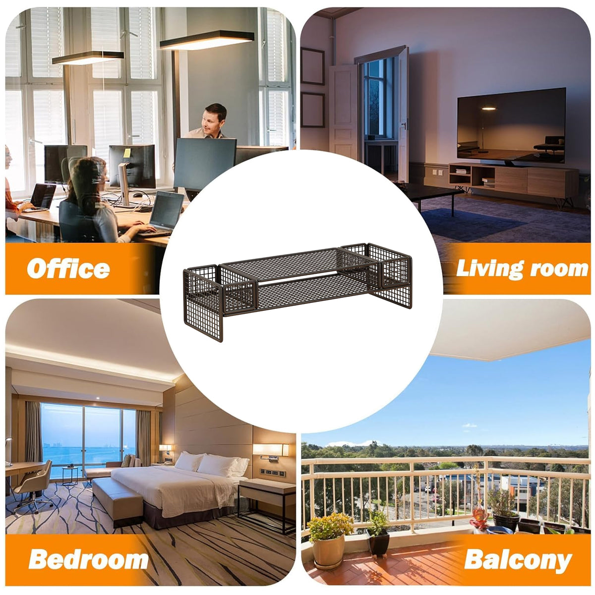 Monitor and Laptop Riser with Ventilated Black Metal Shelf