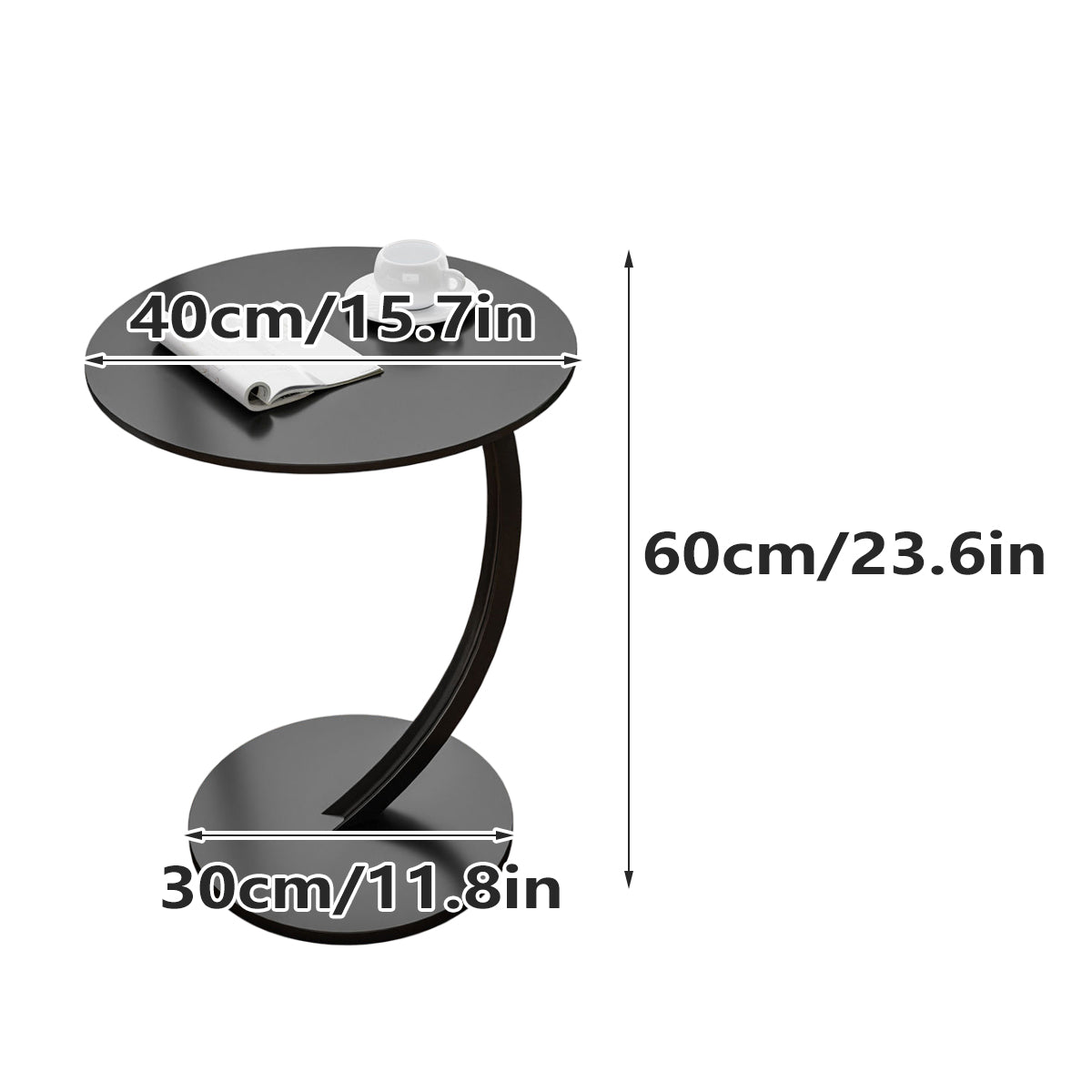 C Shaped Side Table Sturdy Carbon Steel Space Saving Design