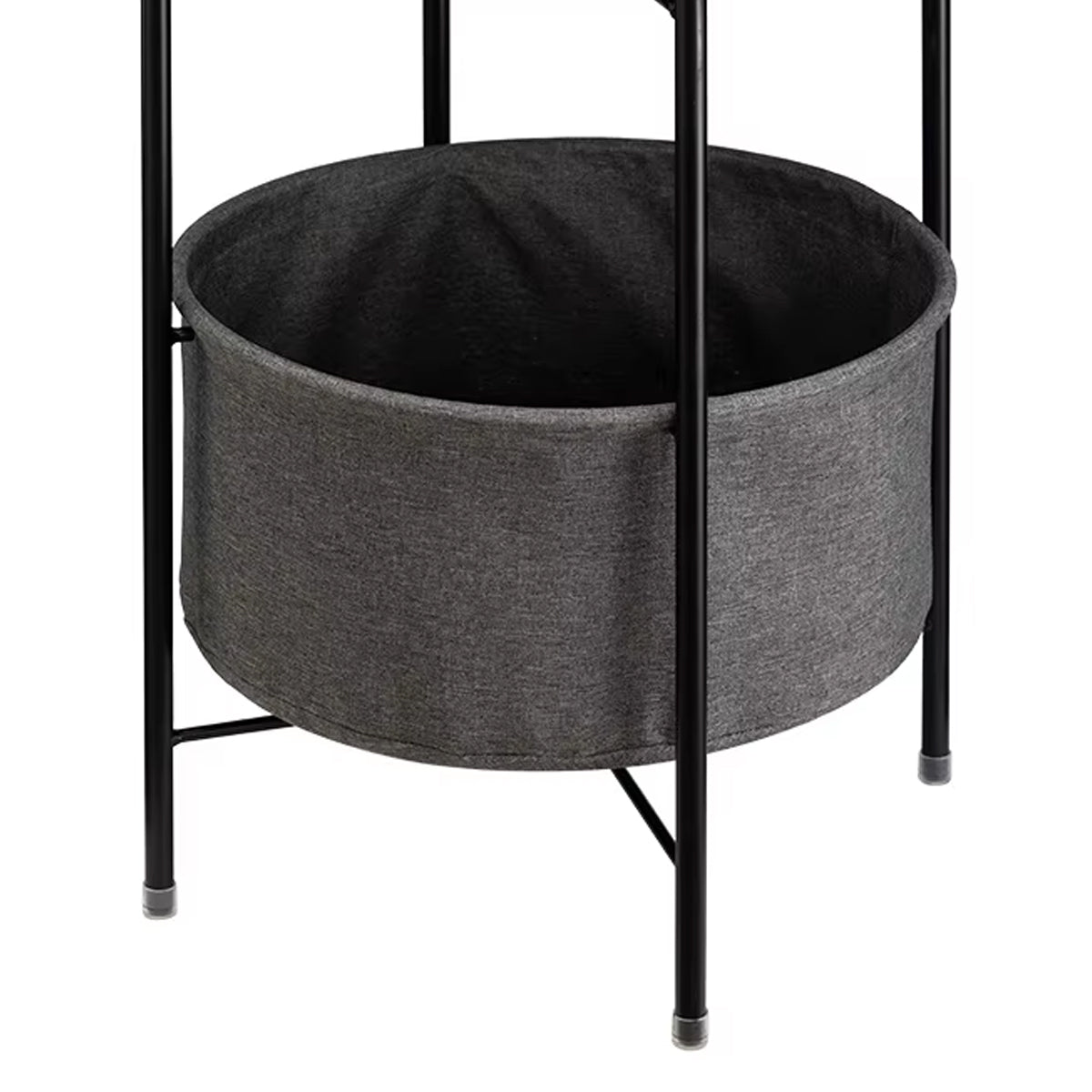 Round Side Table with Storage Basket for Breakroom and Living Room