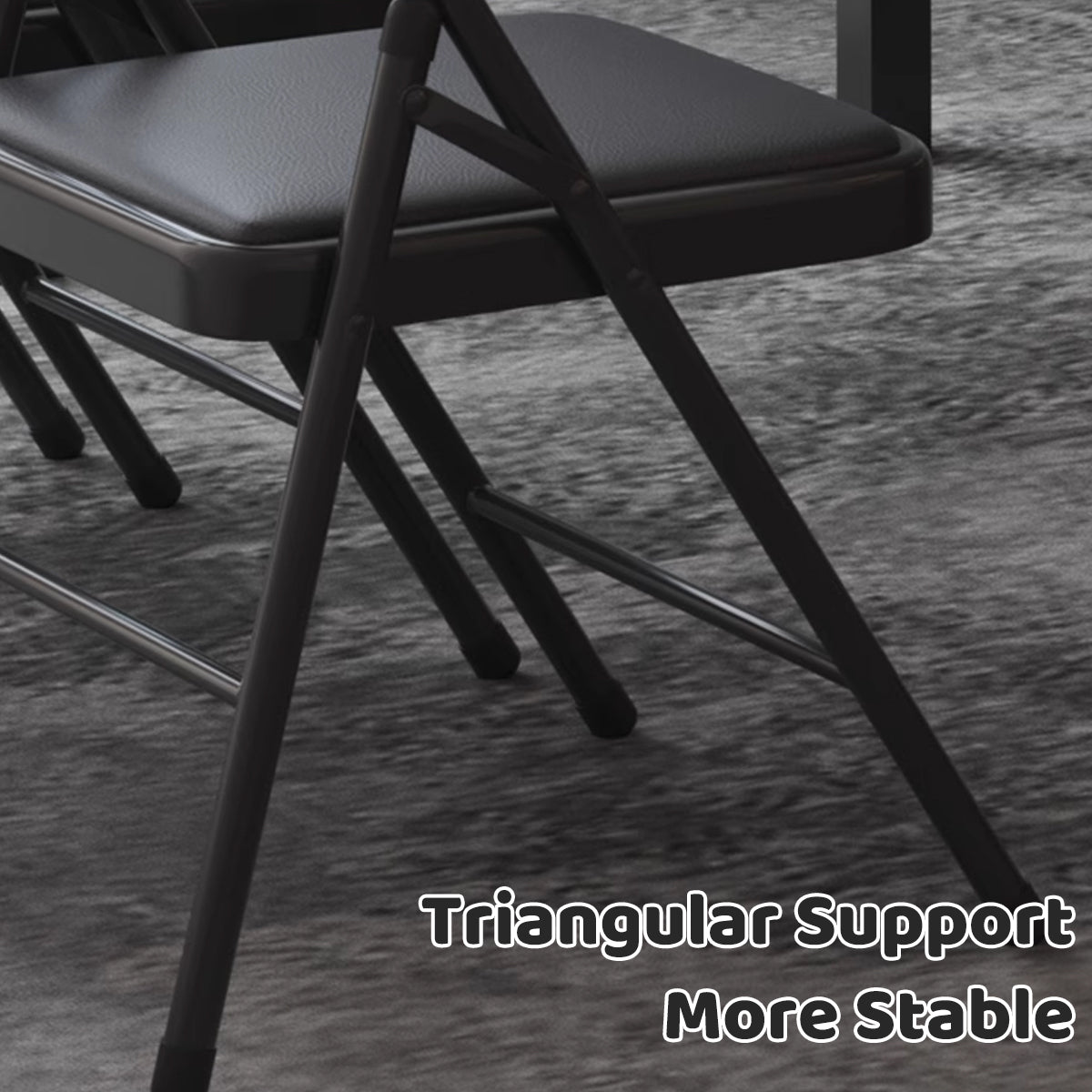 2 Pcs Folding Chairs with PU Leather Seat