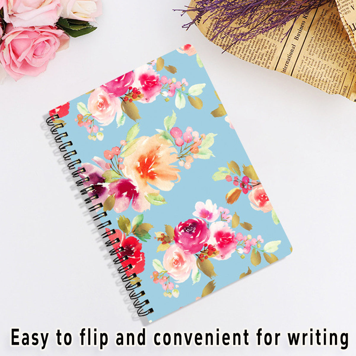 4 Pcs Loose-Leaf Notebooks Vintage Floral Thick Paper
