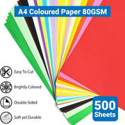 500 Sheets A4 Coloured Paper 80GSM Double-Sided