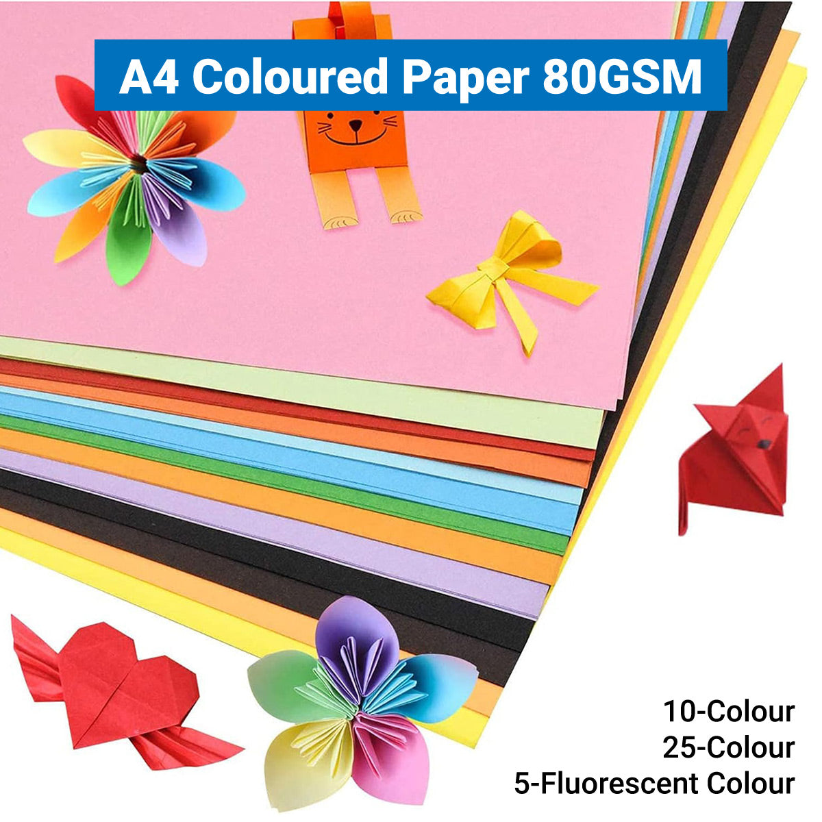 500 Sheets A4 Coloured Paper 80gsm for Crafts