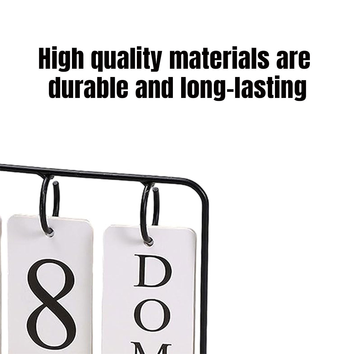 Wooden Desk Calendar Perpetual with Metal Rings Black Gold