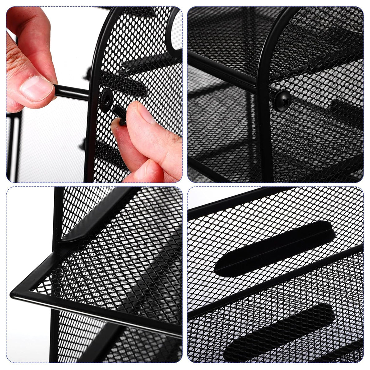 5-Tier Mesh Desk File Organizer with Handles Document Storage Rack