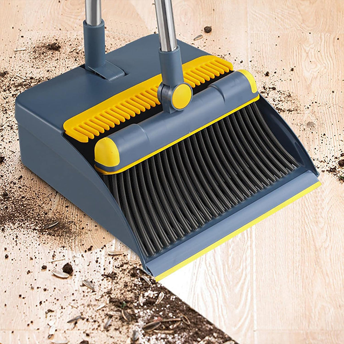 Folding Broom and Dustpan Set Rotating Head Comb