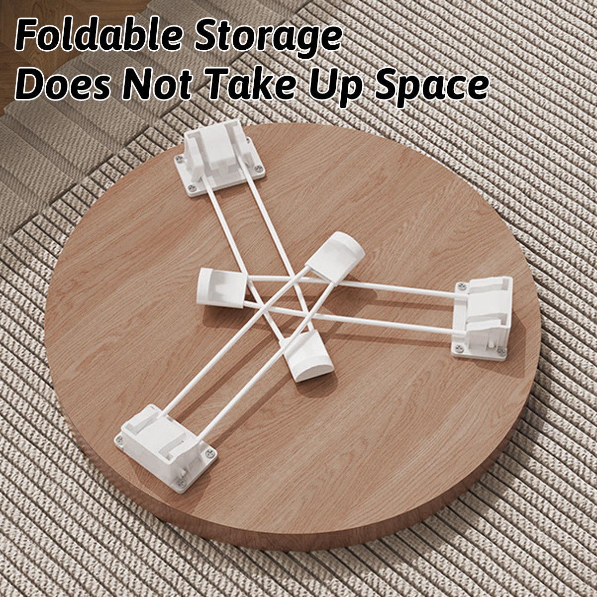 Folding Small Round Table with Steel Legs and Compact Design