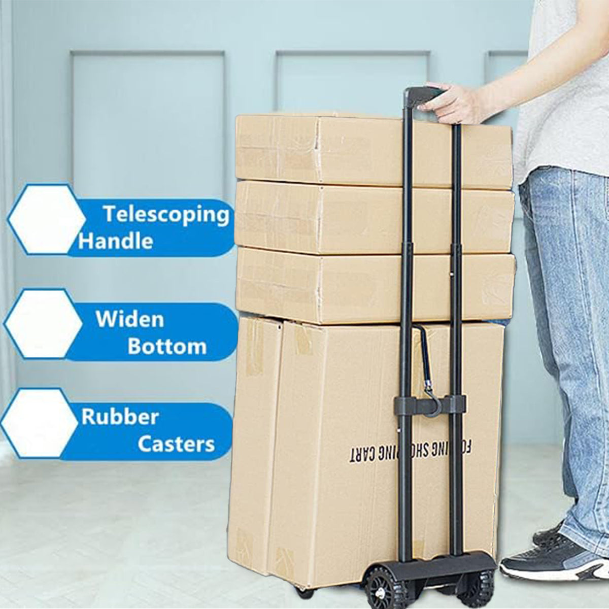 Foldable Shopping Trolley with Telescopic Handle