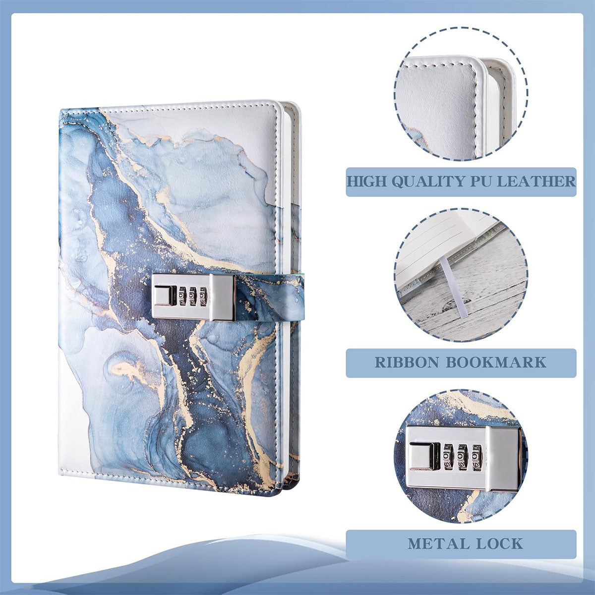 Lockable Password Notebook PU Cover for Planning