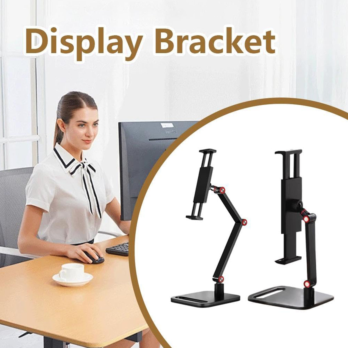 Folding Monitor Stand Adjustable Carbon Steel