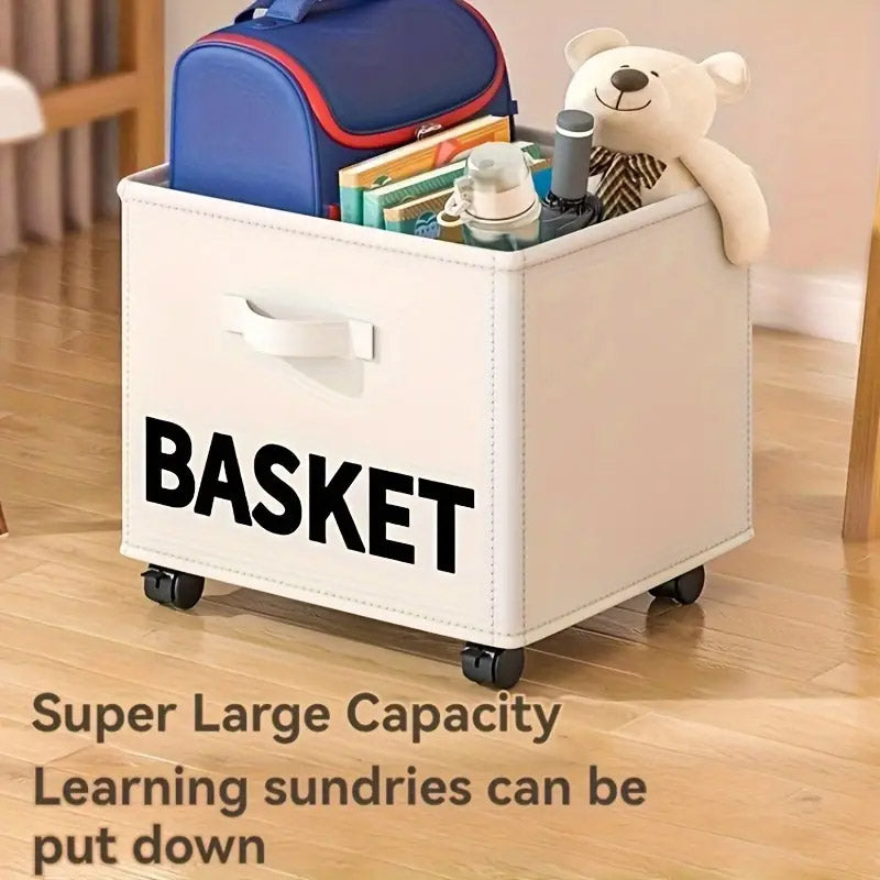 Rolling Storage Basket with Wheels Collapsible Oxford Fabric
