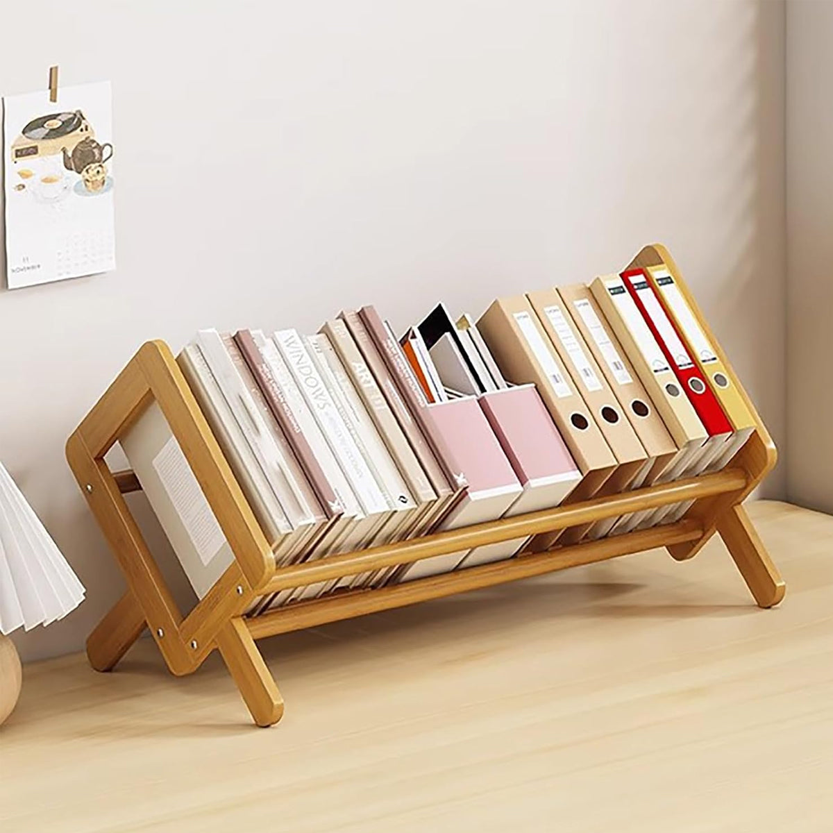 Bamboo Desktop Bookshelf Organizer for Home and Office