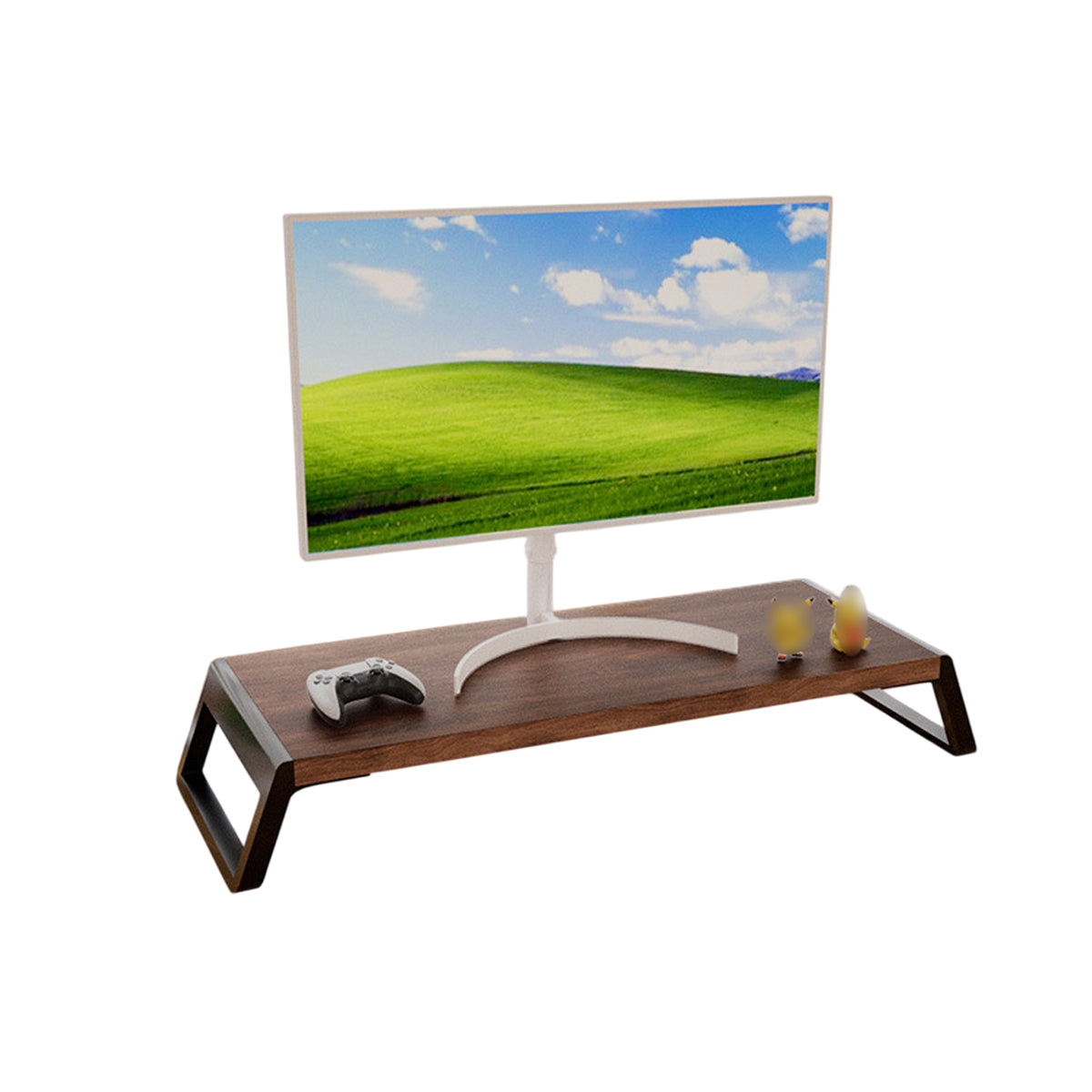 Computer Monitor Riser with Hidden Storage Wood Top Metal
