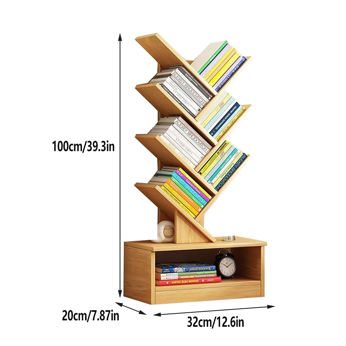 8-Shelf Tree Bookshelf with Modern Wood Design