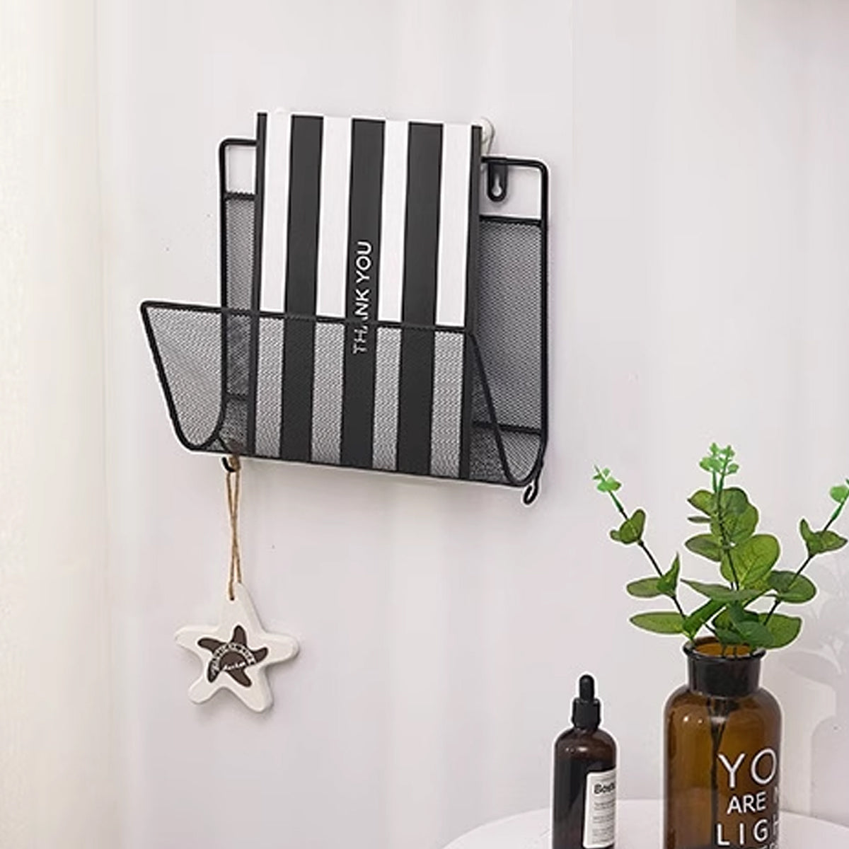 2 Pcs Wall Mount Magazine Rack Iron Book Mail Holder