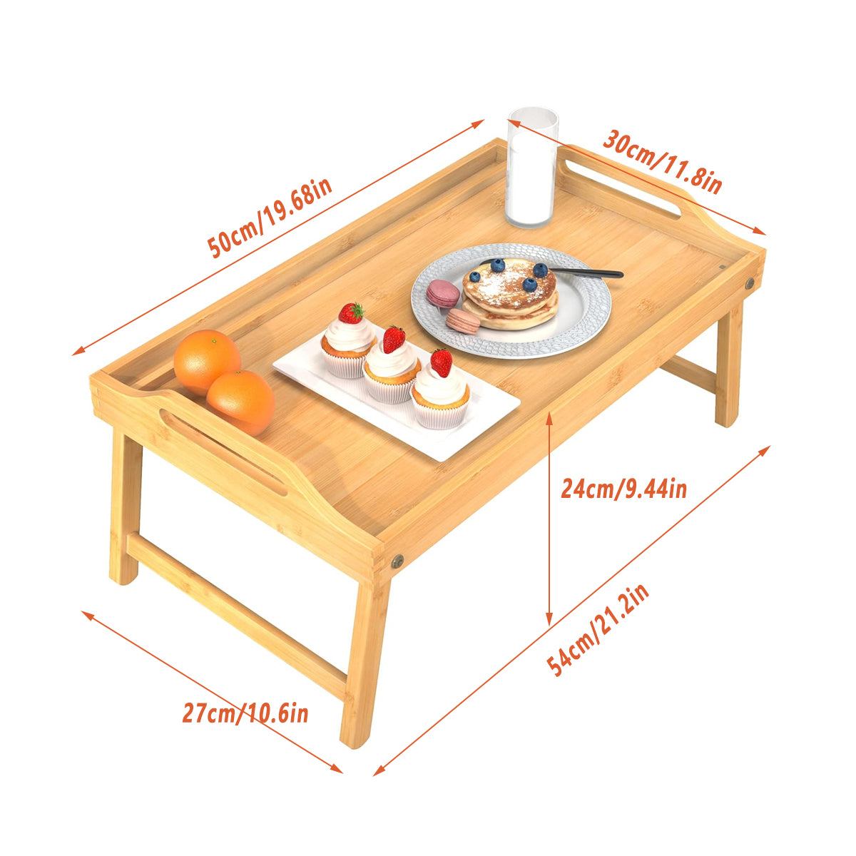 Folding Bamboo Bed Table Portable Laptop Desk with Card Slot