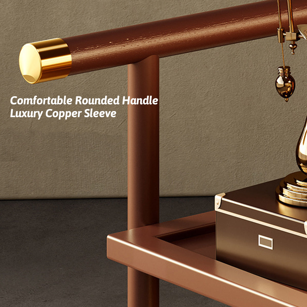 Bamboo Mobile Coffee Table with Wheels and Storage Shelf