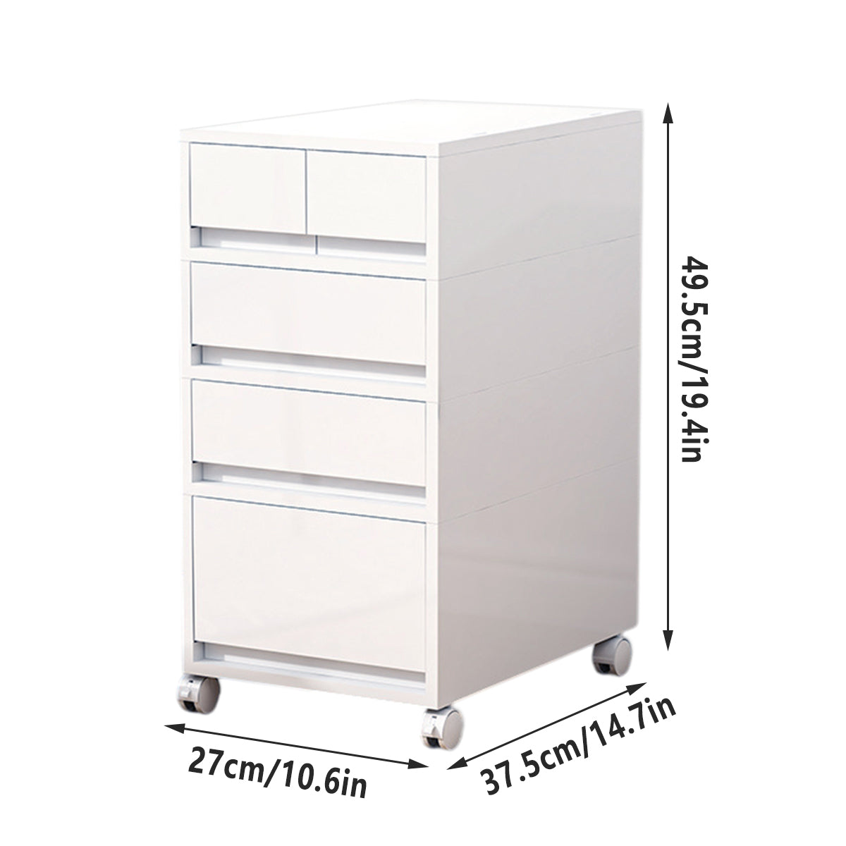 Mobile Storage Cabinet with Drawers and Rolling Casters for Office