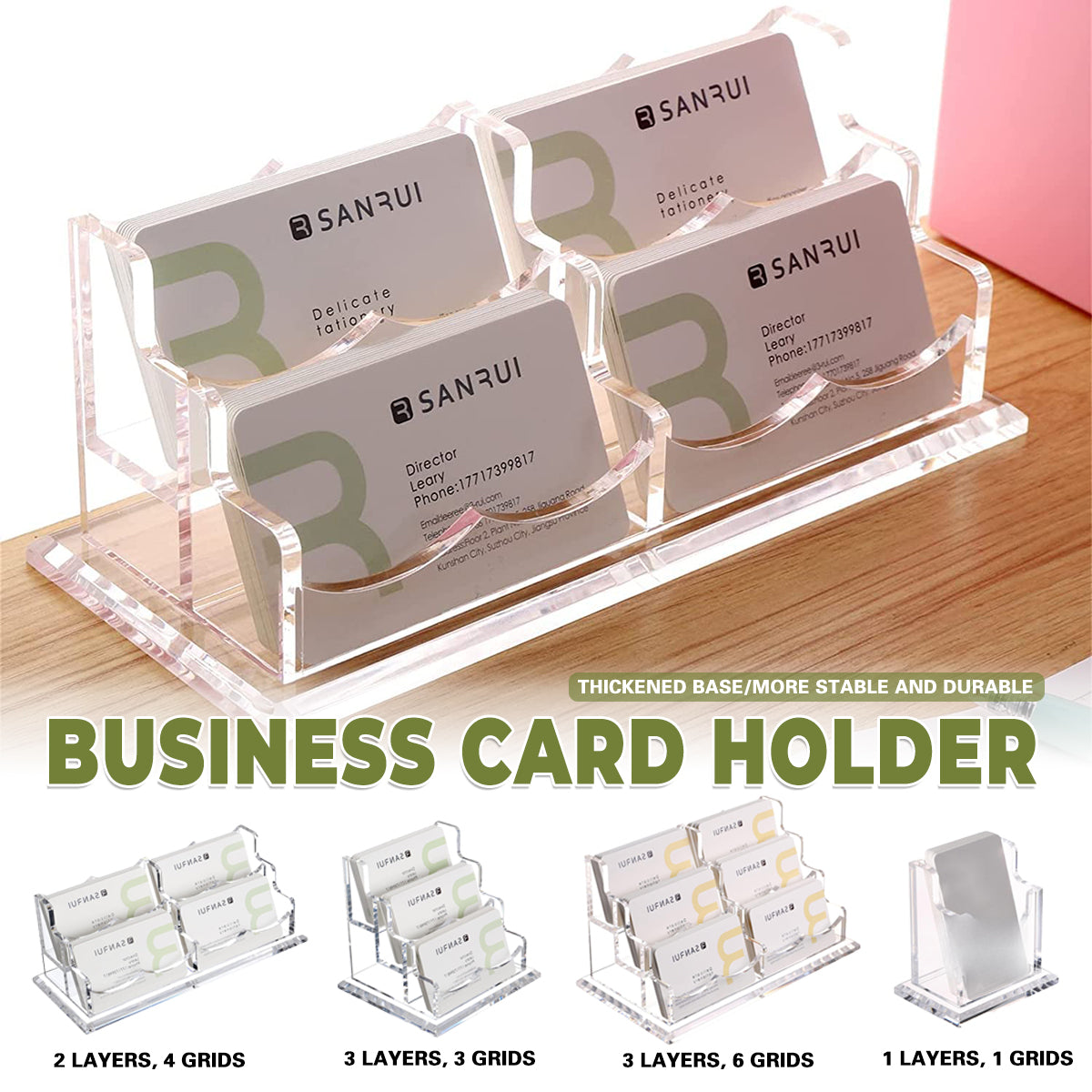 Acrylic Business Card Holder Desk Name Card Display Stand