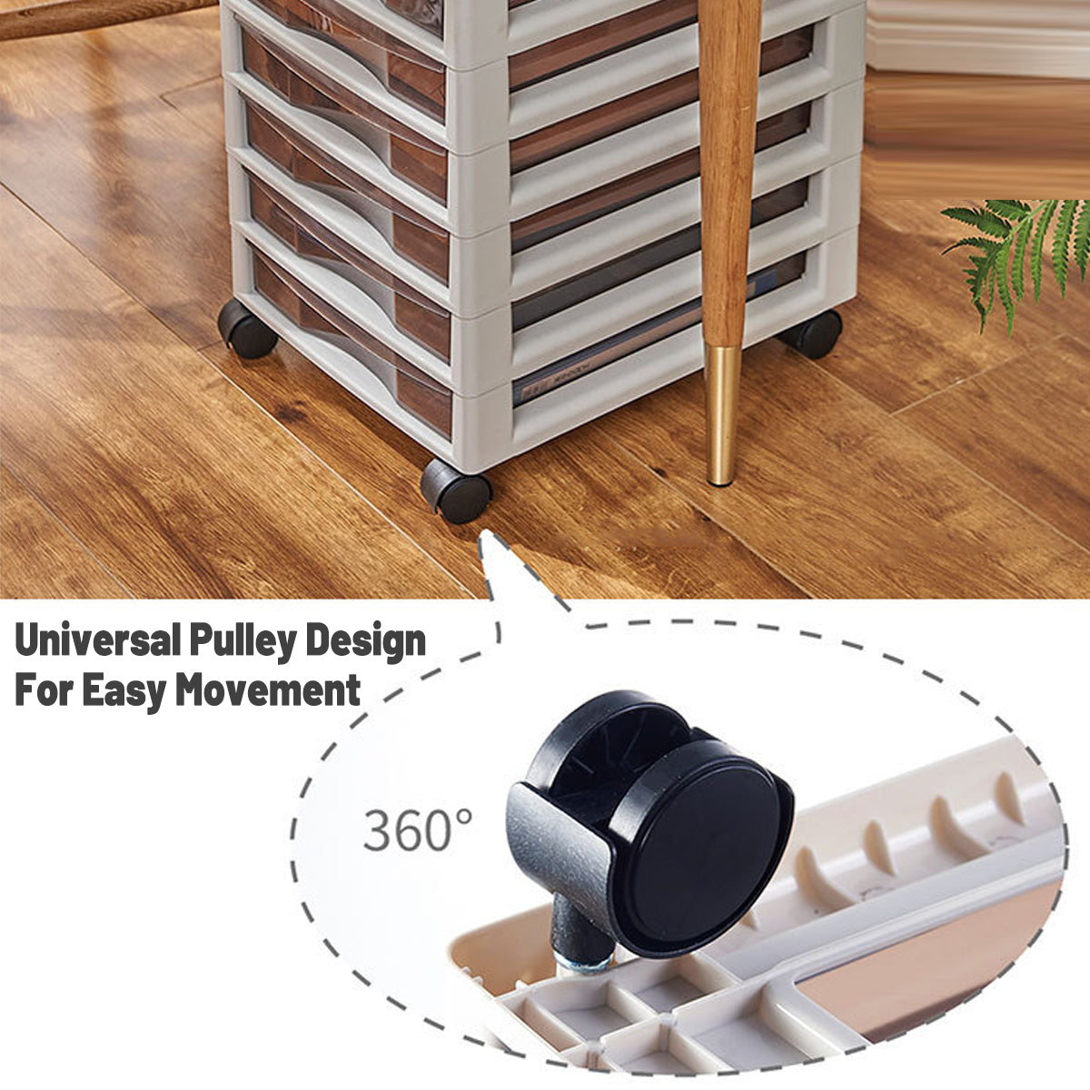 10-Layer Plastic Chest of Drawers with Wheels Transparent