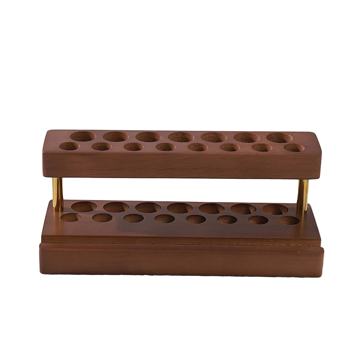 Wooden Desktop Organiser Pen Holders and Phone Stand Brass