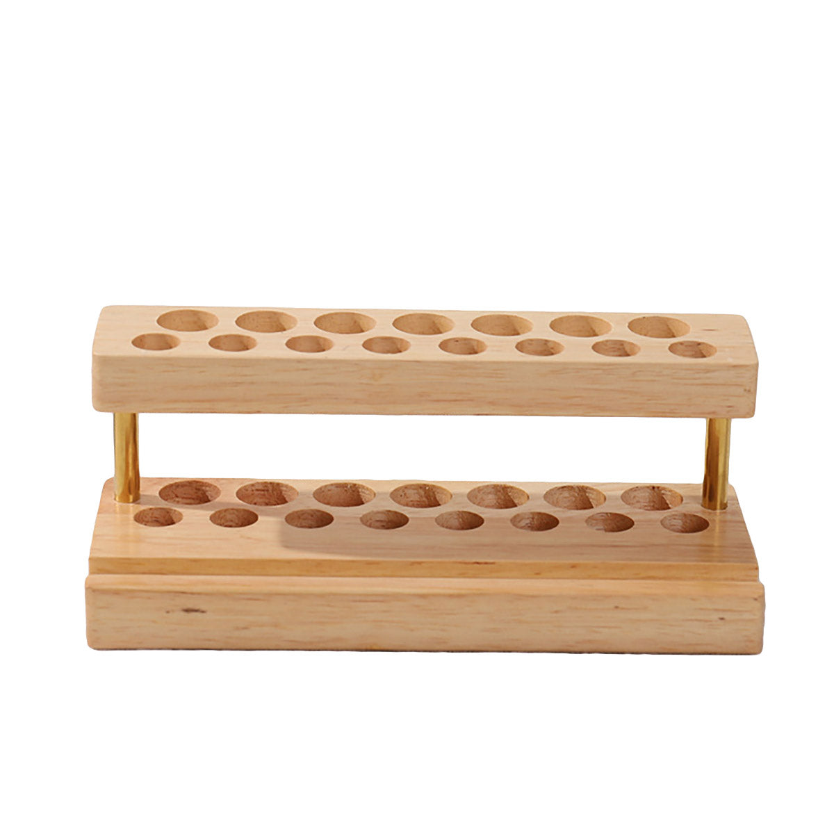 Wooden Desktop Organiser Pen Holders and Phone Stand Brass