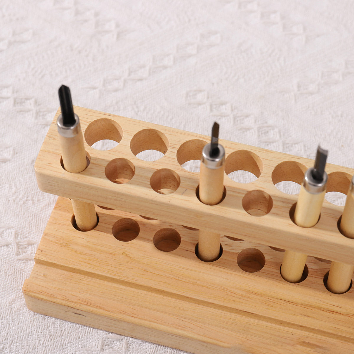 Wooden Desktop Organiser Pen Holders and Phone Stand Brass