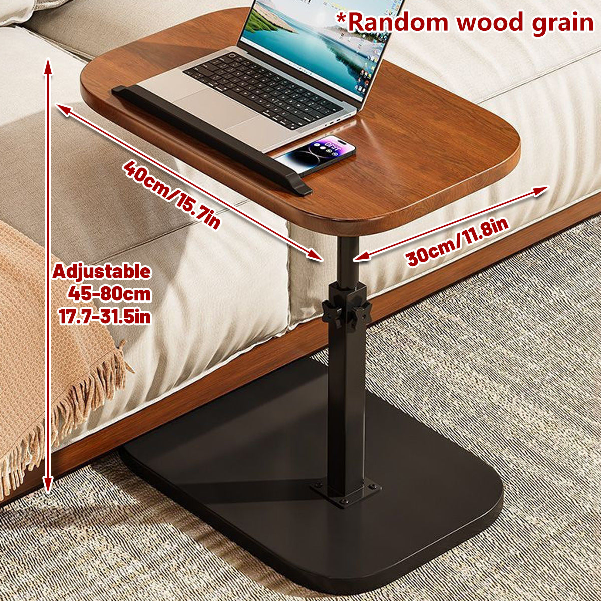 Adjustable Height Side Table Flip Top Guard Rail