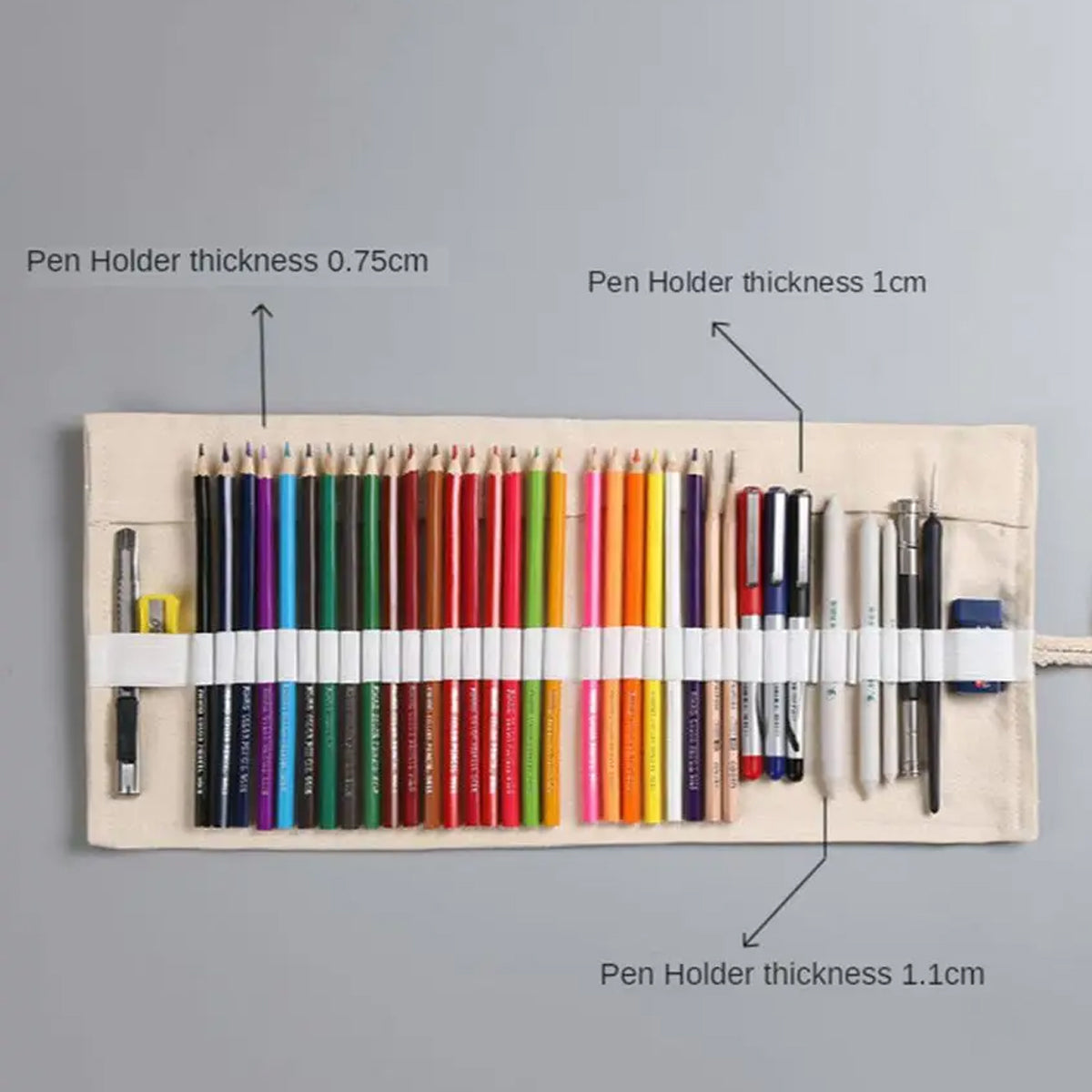 Canvas Roll Pencil Case 48/72 Holes with Drawstring Tie