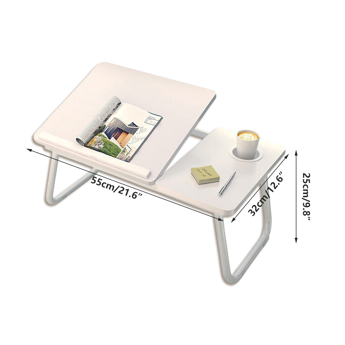 Foldable Bedside Laptop Desk with Adjustable Angle and Cup Holder