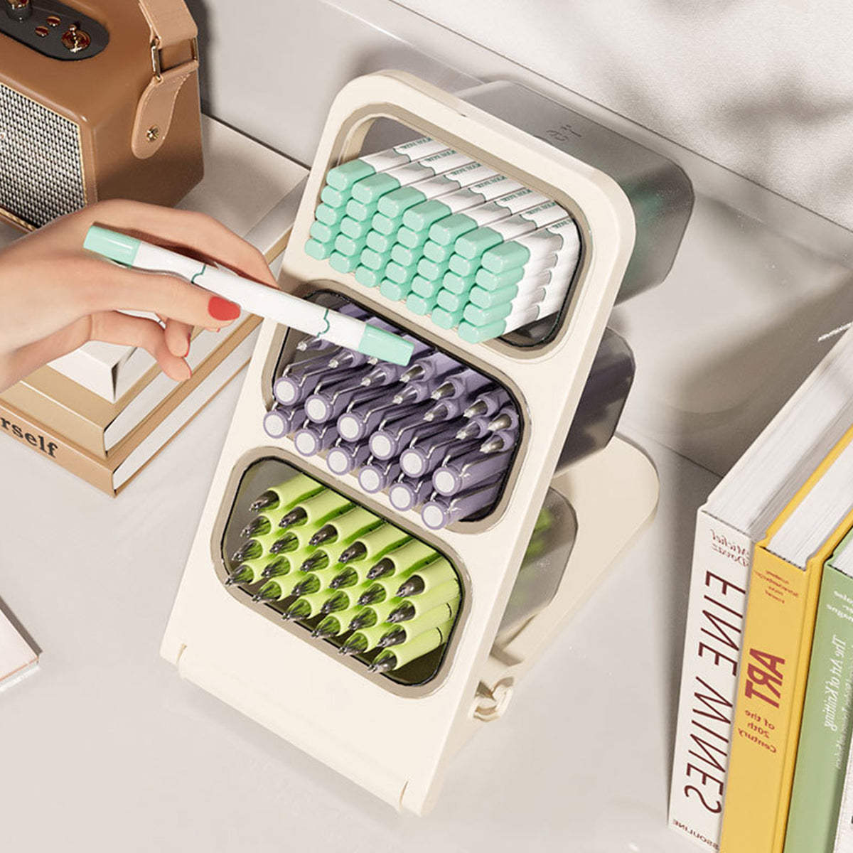 2 Pcs Large Capacity Desk Organiser Slanted Pen Holder PET ABS
