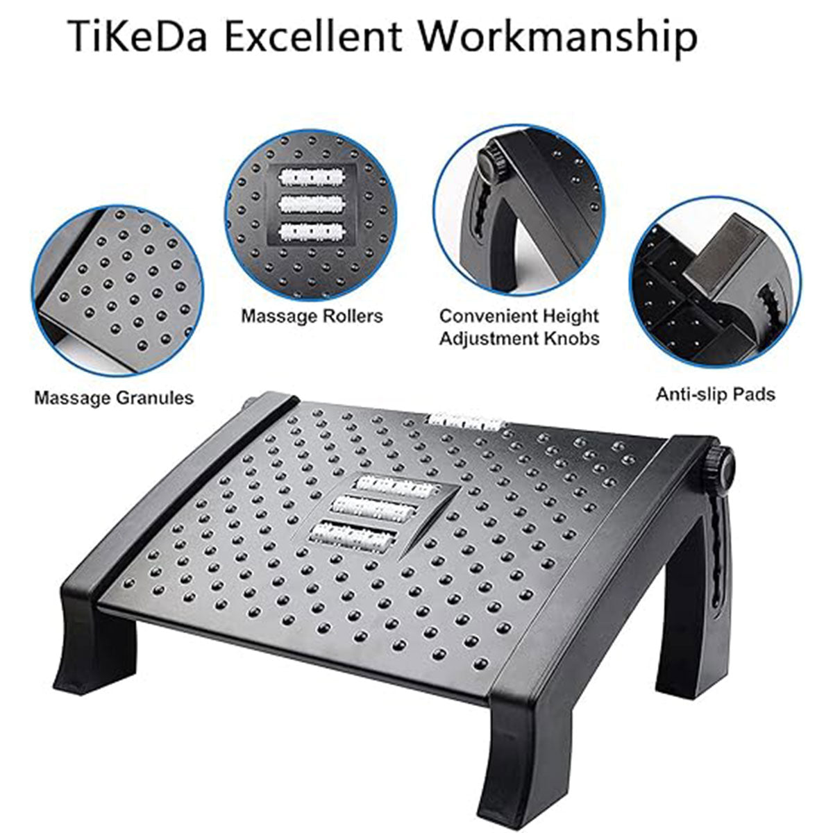 Office Foot Rest Stool Adjustable Pedal with Massage Support