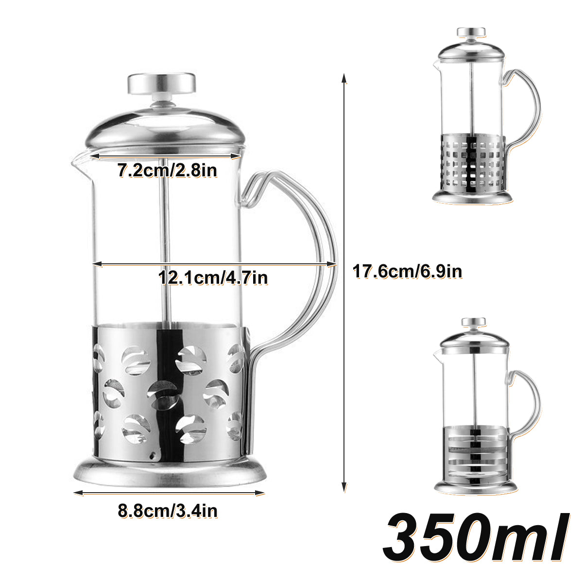 French Press Coffee Maker 350ml Borosilicate Glass
