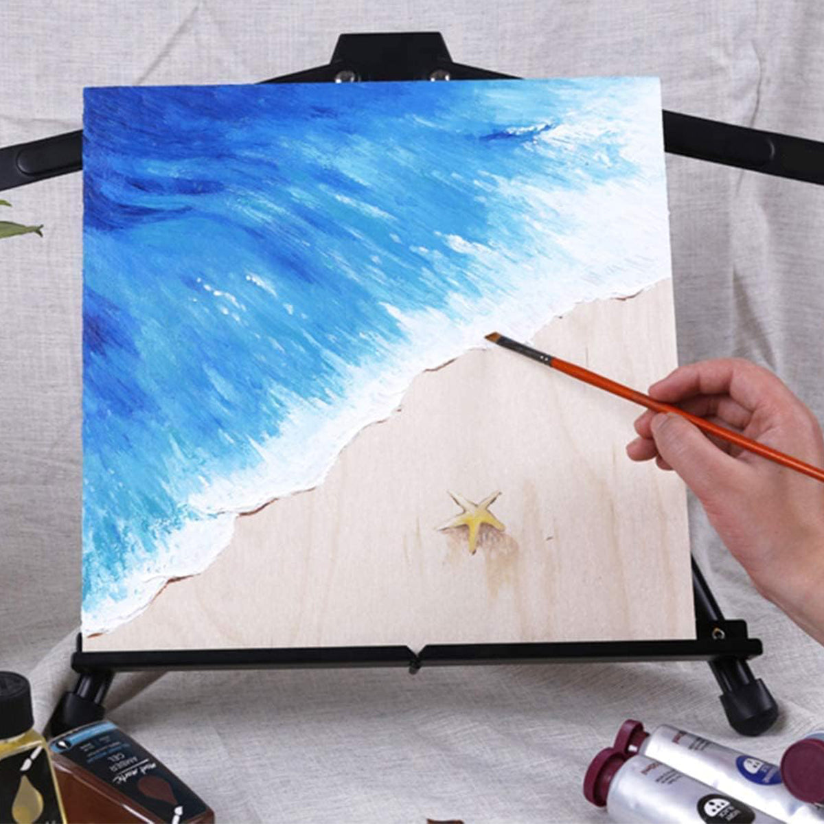 Black Aluminum Tabletop Display Easel Adjustable Tripod Stand