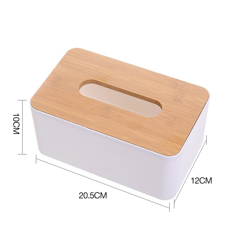 Tissue Box Holder Paper Storage Case with Wooden Cover