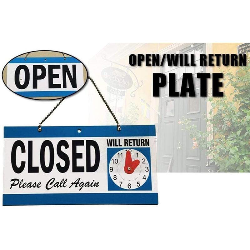Open Closed Door Sign with Return Clock for Shops