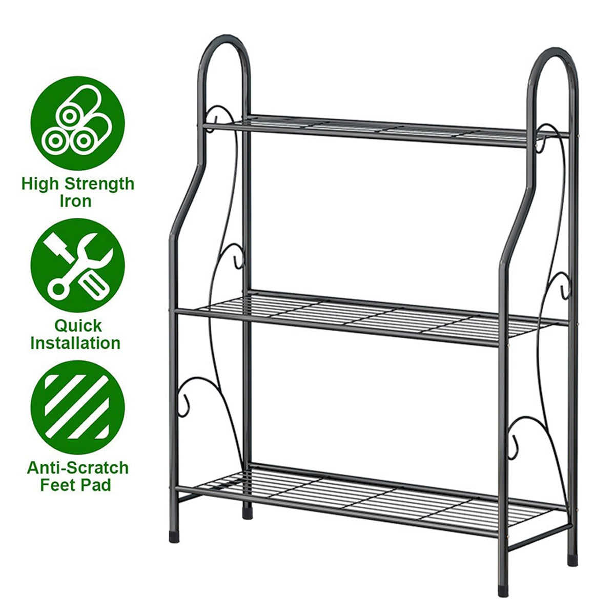 3-Tier Metal Flower Stand for Indoor and Outdoor