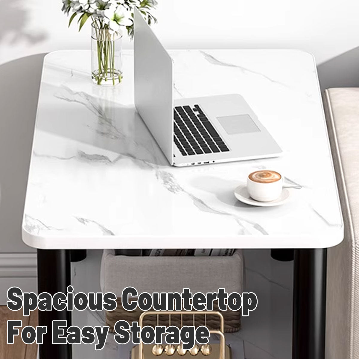 Office Break Room Coffee Table with Double Storage and Space-Saving Design